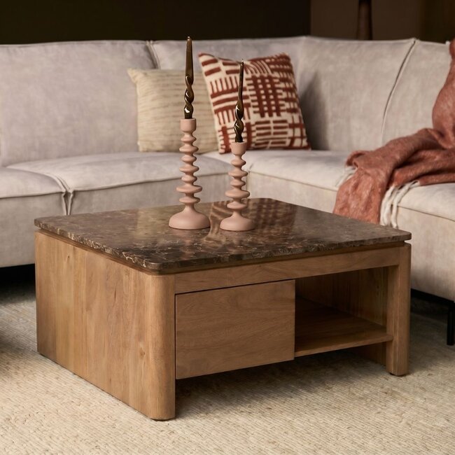 Starfurn Vierkante Salontafel Dallas Naturel Mangohout 80 cm