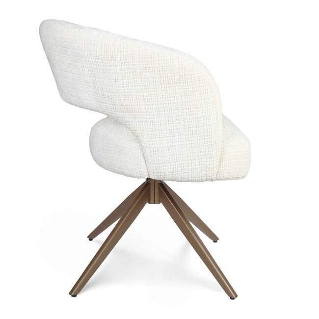 Starfurn Eetkamerstoel Demi | Off White | Poot Bronze | Met armleuning