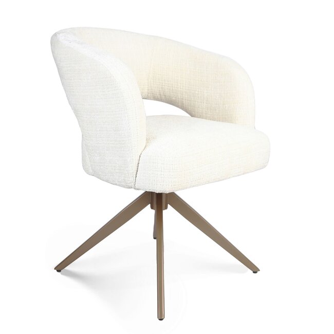 Starfurn Eetkamerstoel Demi | Off White | Poot Bronze | Met armleuning