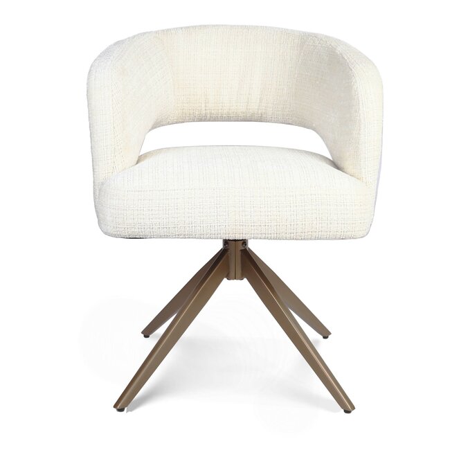 Starfurn Eetkamerstoel Demi | Off White | Poot Bronze | Met armleuning