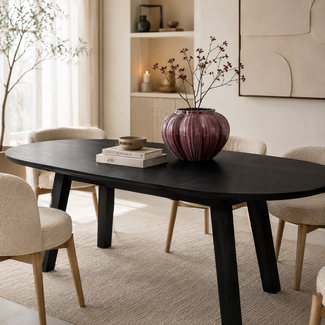 Nijwie Turku eetkamertafel uitschuifbaar 160/220 - Deens ovaal - Zwart