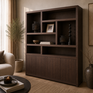 Nijwie Boekenkast Tampere 200 cm Dark Chocolate eiken