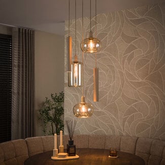 WoonStijl Hanglamp Serene getrapt 5-lichts beige