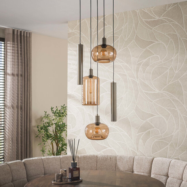 WoonStijl Hanglamp Serene getrapt 5-lichts Sienna bruin