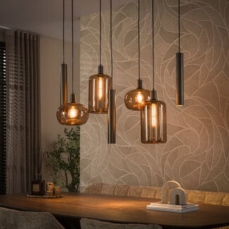 WoonStijl Hanglamp Serene 4+3-lichts Sienna Bruin