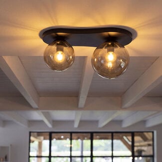 WoonStijl Plafondlamp Bubble 2-lichts Sienna bruin