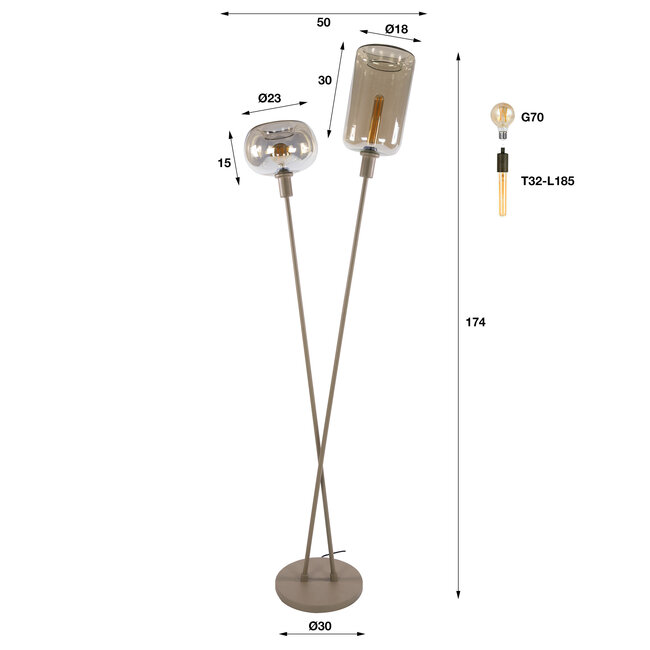 WoonStijl Vloerlamp Serene 2-lichts Beige