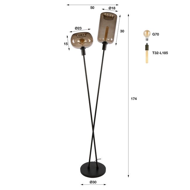 WoonStijl Vloerlamp Serene 2-lichts Sienna Bruin