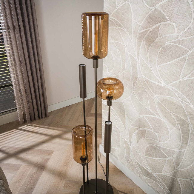 WoonStijl Vloerlamp Serene switch getrapt 2+3-lichts Sienna bruin
