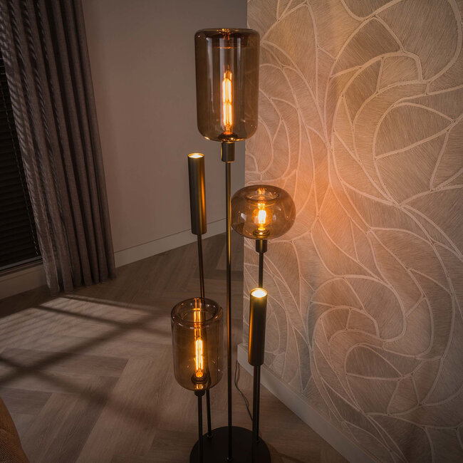 WoonStijl Vloerlamp Serene switch getrapt 2+3-lichts Sienna bruin