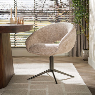 WoonStijl Armstoel Cupa draaibaar Hoven zand- frame bruin
