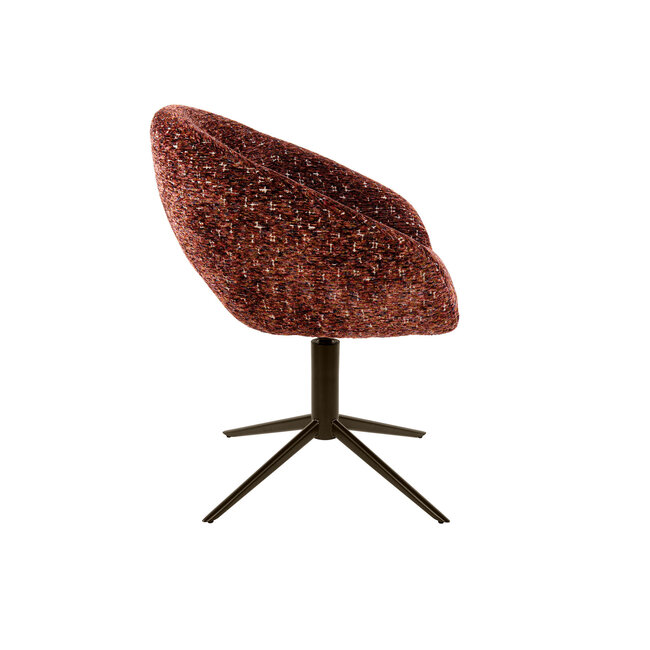WoonStijl Armstoel Cupa draaibaar Delviro bordeaux rood - frame bruin