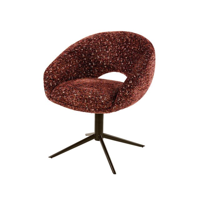 WoonStijl Armstoel Cupa draaibaar Delviro bordeaux rood - frame bruin