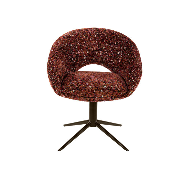 WoonStijl Armstoel Cupa draaibaar Delviro bordeaux rood - frame bruin