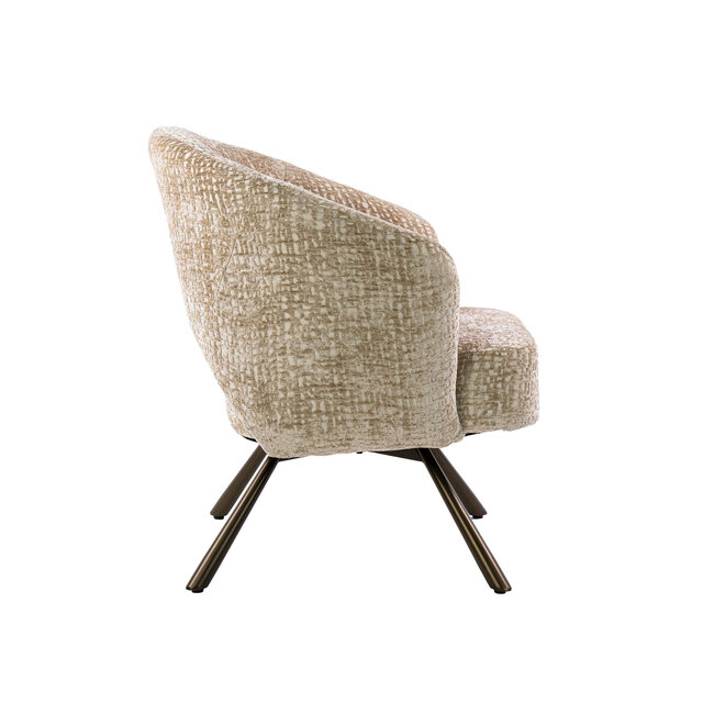 WoonStijl Fauteuil Salon Cross draaibaar Monti zand- frame bruin