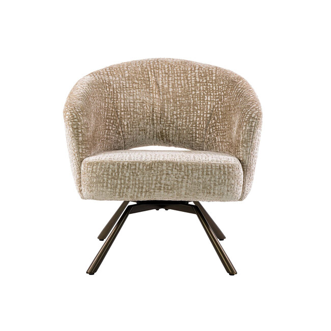 WoonStijl Fauteuil Salon Cross draaibaar Monti zand- frame bruin