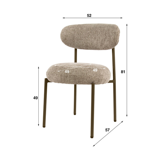 WoonStijl Eettafelstoel Round Cargo zand - frame bruin