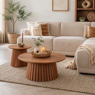 MySons Salontafel Burundi Acacia naturel Ø 90 cm