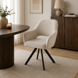 Benoa Eetkamerstoel Emilie alpine 02 Bouclé beige