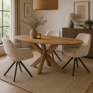 Benoa Eettafel Deens Ovaal Runa met Houten Onderstel 160