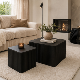 Nijwie Salontafel set van 2 vierkant rib