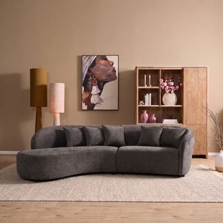 MySofa Novi Hoekbank Donker Grijs 3 zits + Lounge Links
