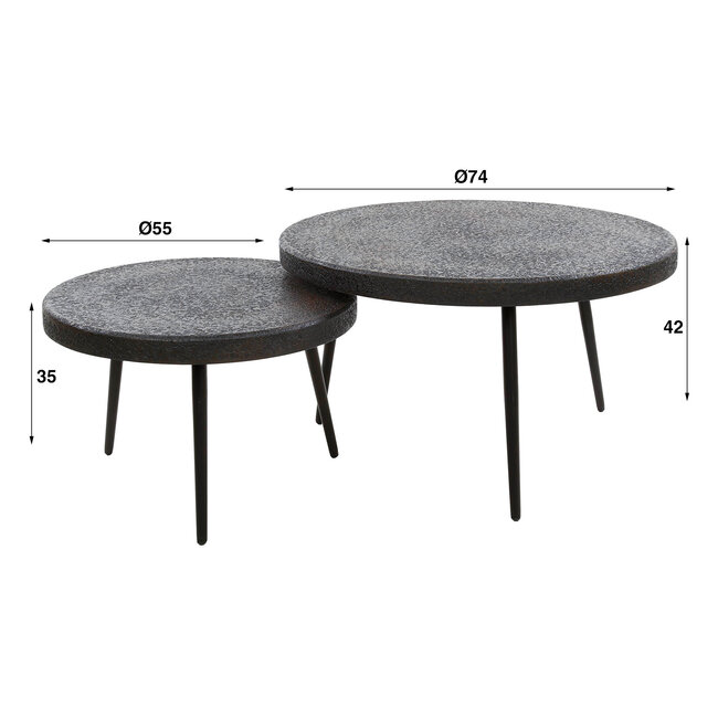 WoonStijl Salontafel set/2 bulky ferro