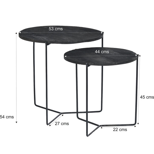 Livingfurn Bijzettafel Mason Zwart/Zwart Set of 2