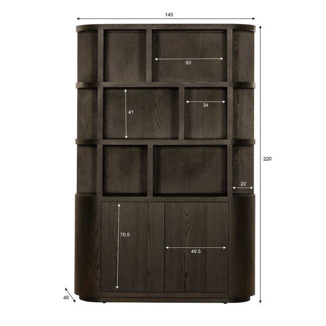 Livingfurn Boekenkast Novero Espresso 145cm