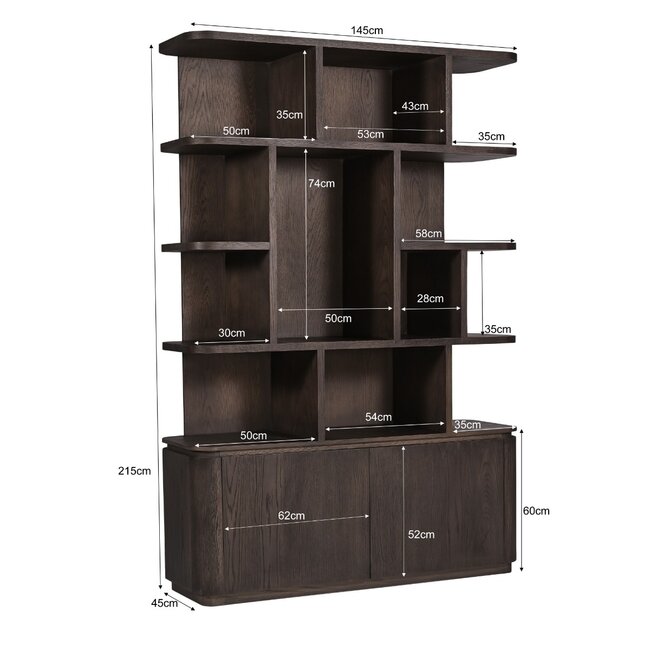 Livingfurn Boekenkast Rivano Basalt 145cm
