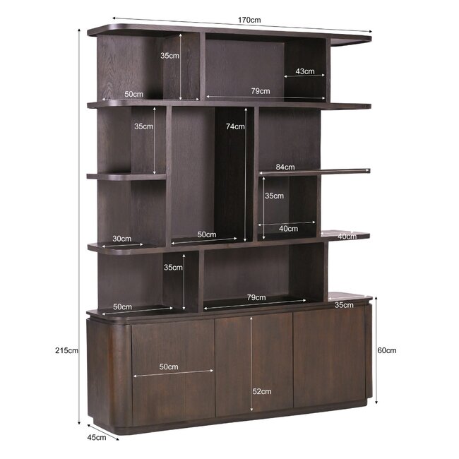Livingfurn Boekenkast Rivano Basalt 170cm
