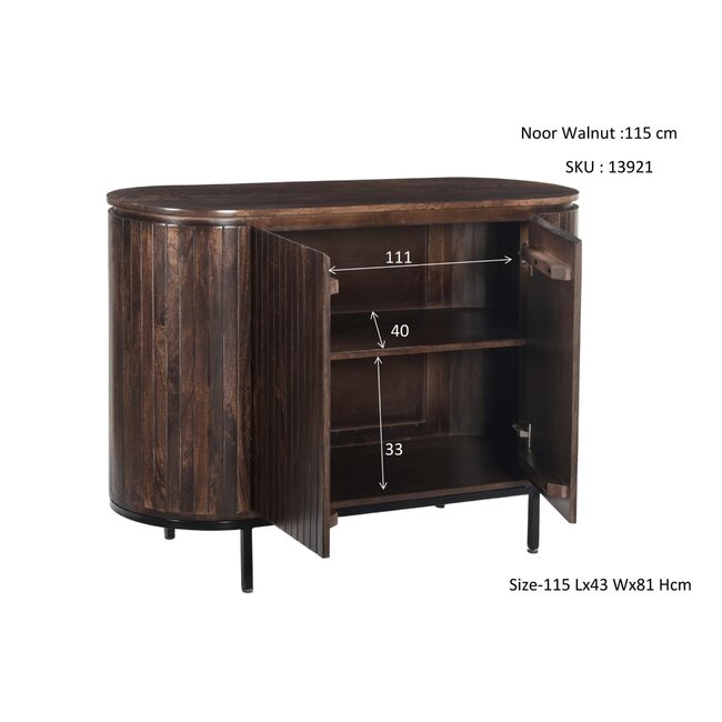 Livingfurn Dressoir Noor Walnoot 115cm
