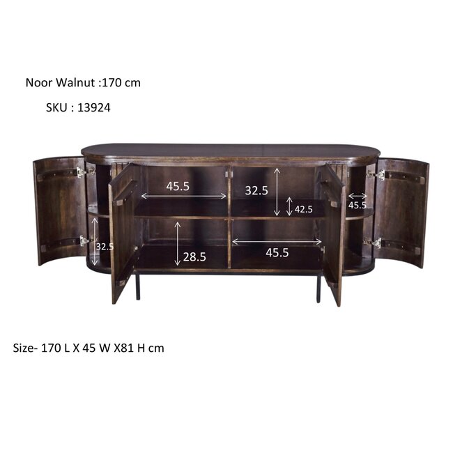 Livingfurn Dressoir Noor Walnoot 170cm