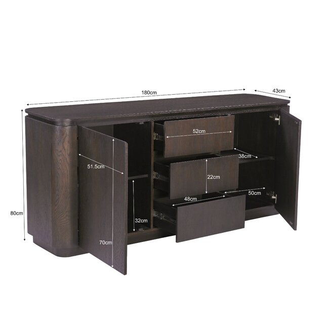 Livingfurn Dressoir Rivano Basalt 180cm
