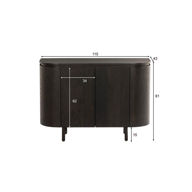 Livingfurn Dressoir Tobago Espresso 115cm