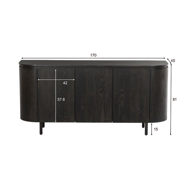 Livingfurn Dressoir Tobago Espresso 170cm