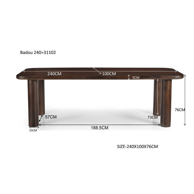 Brix Eetkamertafel Brix Badou 240cm