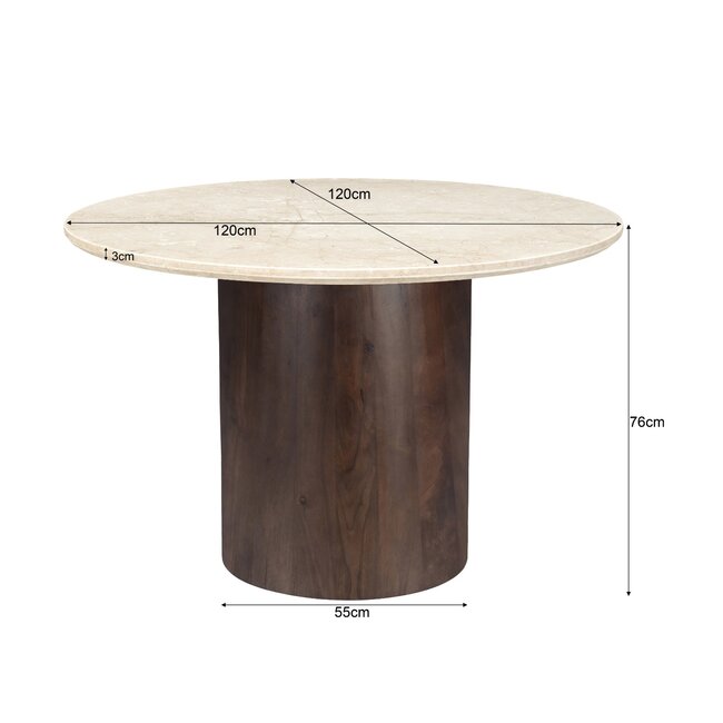 Brix Eetkamertafel Brix Bottecino Rond 120cm