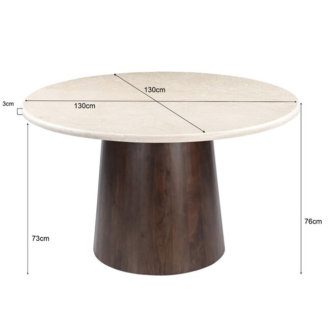 Brix Eetkamertafel Brix Bottecino Rond 130cm