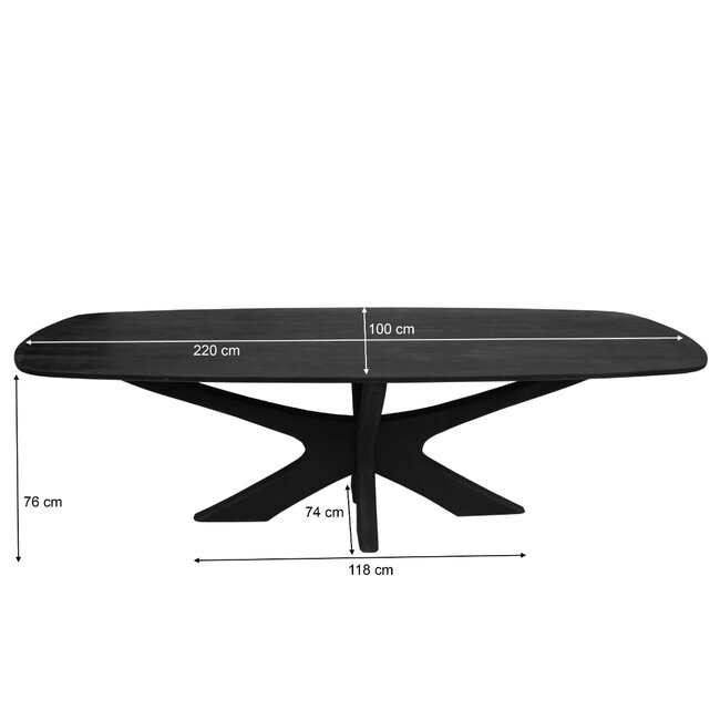 Brix Eetkamertafel Brix Montreaux Zwart 220cm