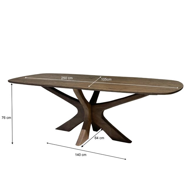 Brix Eetkamertafel Brix Montreaux Bruin 250cm
