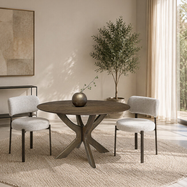 Brix Eetkamertafel Brix Montreaux Rond Bruin 130cm