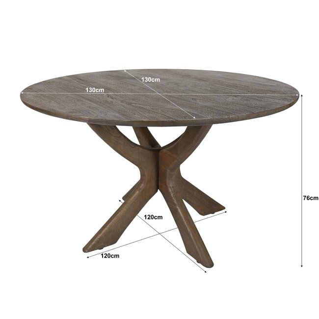 Brix Eetkamertafel Brix Montreaux Rond Bruin 130cm