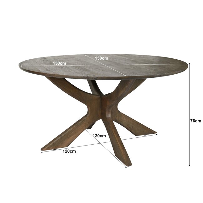 Brix Eetkamertafel Brix Montreaux Rond Bruin 150cm