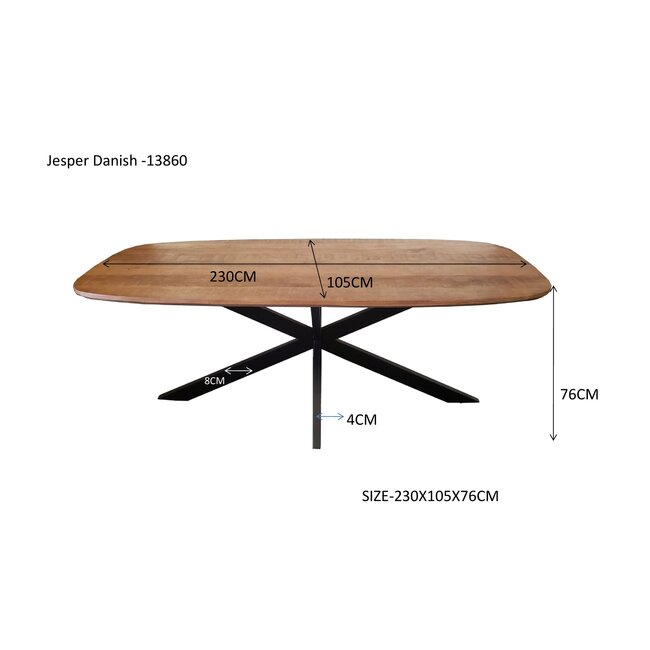 Livingfurn Eetkamertafel Jesper Deens Ovaal 230cm
