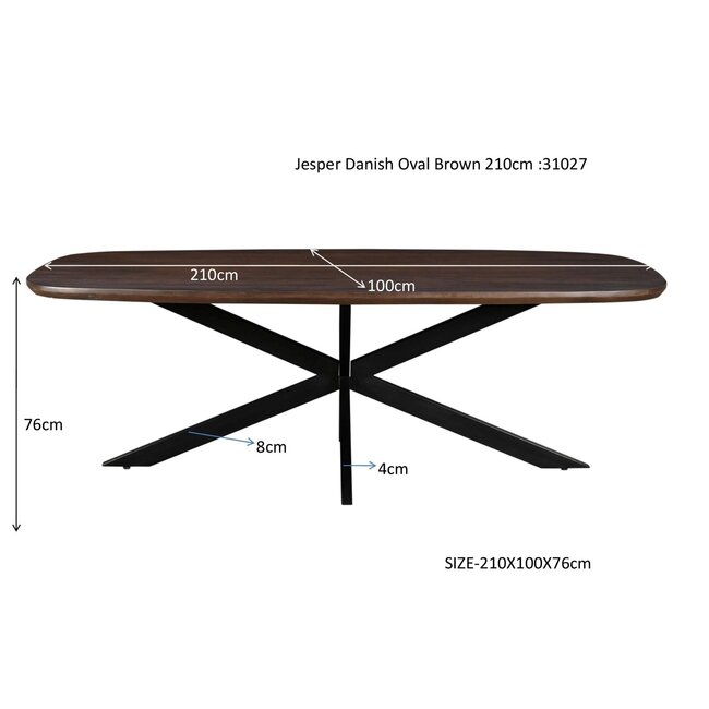 Livingfurn Eetkamertafel Jesper Deens Ovaal Bruin 210cm