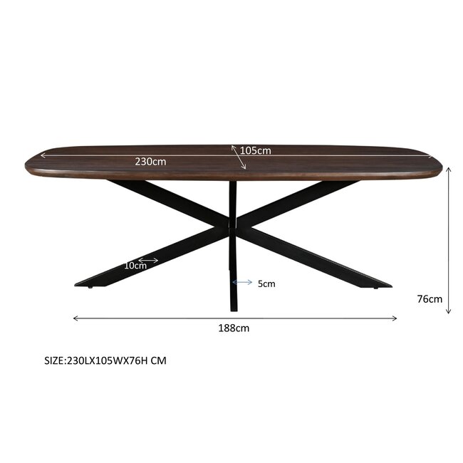 Livingfurn Eetkamertafel Jesper Deens Ovaal Bruin 230 cm