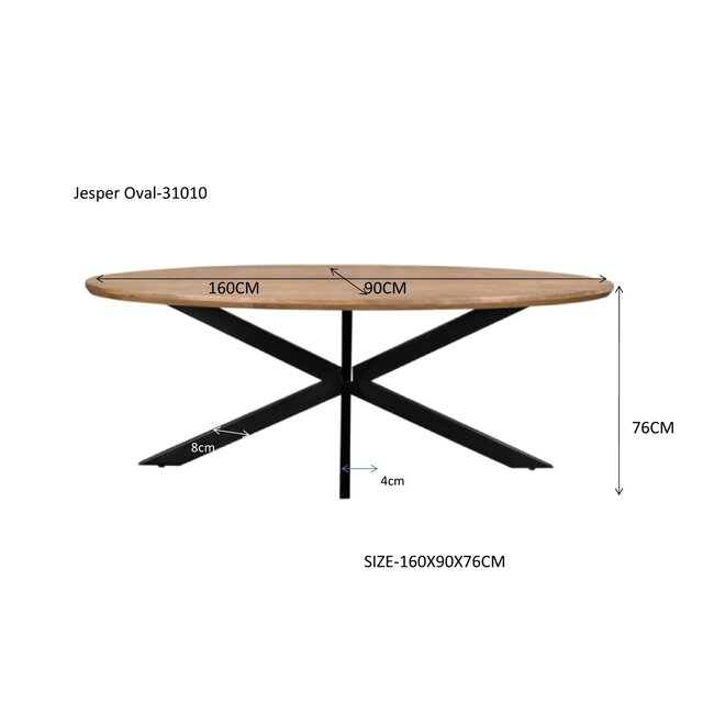 Livingfurn Eetkamertafel Jesper Ovaal 160 cm