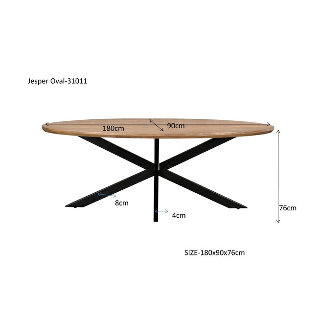 Livingfurn Eetkamertafel Jesper Ovaal 180 cm