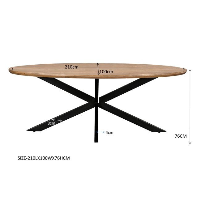 Livingfurn Eetkamertafel Jesper Ovaal 210 cm
